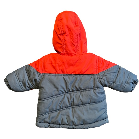 ⛰️ Pacific Trail Puffer Jacket | Gray, Orange and Red | Hooded | Size 6 Months - Picture 2 of 12